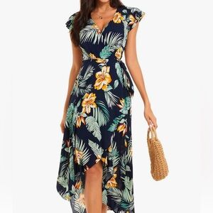 Zaberry Wrap Maxi Dress | Dark Blue | XL | NWOT | Rayon